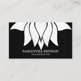 Elegant Black & white Flower Logo Yoga Business Card