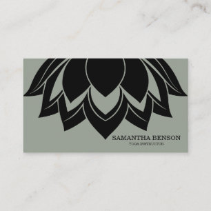 Elegant Black & white Flower Logo Yoga Business Card