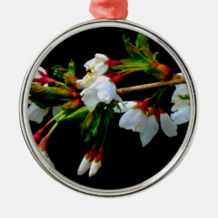 Elegant Black White flowering white Blossom Metal Tree Decoration