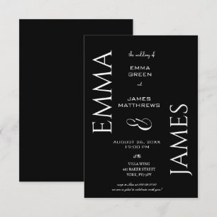 Elegant Black & White Font Bold Script Wedding Invitation