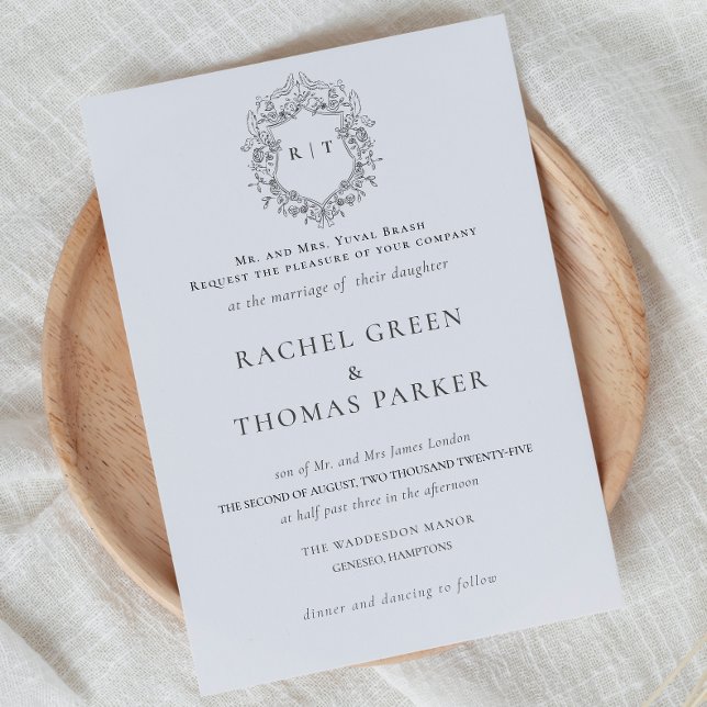 Elegant Black & White Formal Monogram Wedding  Invitation (Elegant Black & White Formal Monogram Wedding Invitation)