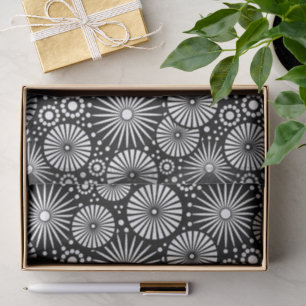 Elegant Black White Geometric Flowers Starburst Tissue Paper