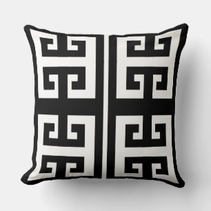 Elegant Black & White Geometric Pattern Cushion