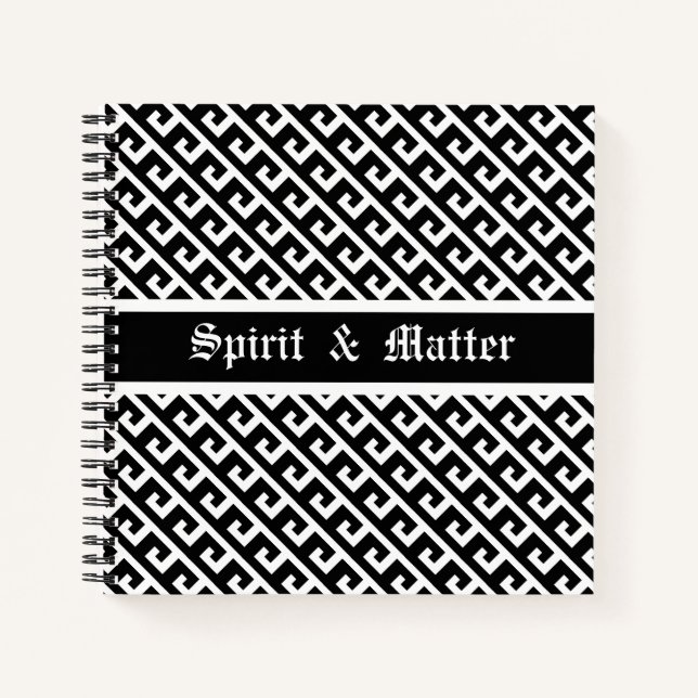 Elegant Black & White Geometric Pattern Notebook (Front)