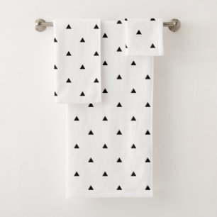 Elegant black white geometric pattern   triangles bath towel set