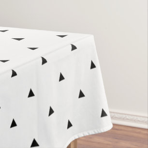 Elegant black white geometric pattern triangles tablecloth