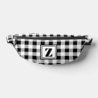Elegant black white gingham customisable monogram  bum bags