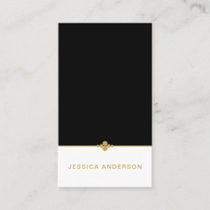 Elegant Black White Gold  Business Card