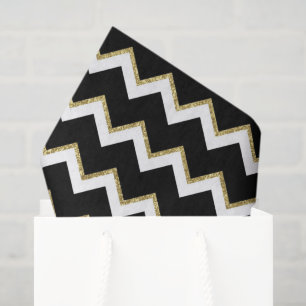 elegant black white gold chevron tissue tissue paper