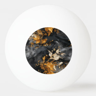 Elegant Black White Gold Floral Repeating Pattern Ping Pong Ball