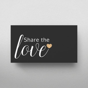 Elegant Black White Gold Heart Beauty Salon Referral Card