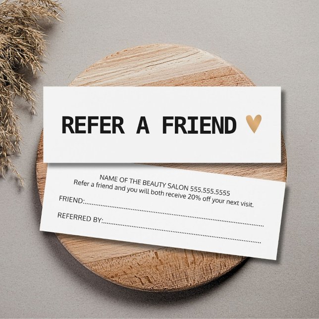 Elegant Black White Gold Heart Referral Card (Creator Uploaded)