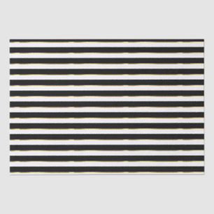 Elegant Black White Gold Horizontal Stripe Tissue Paper