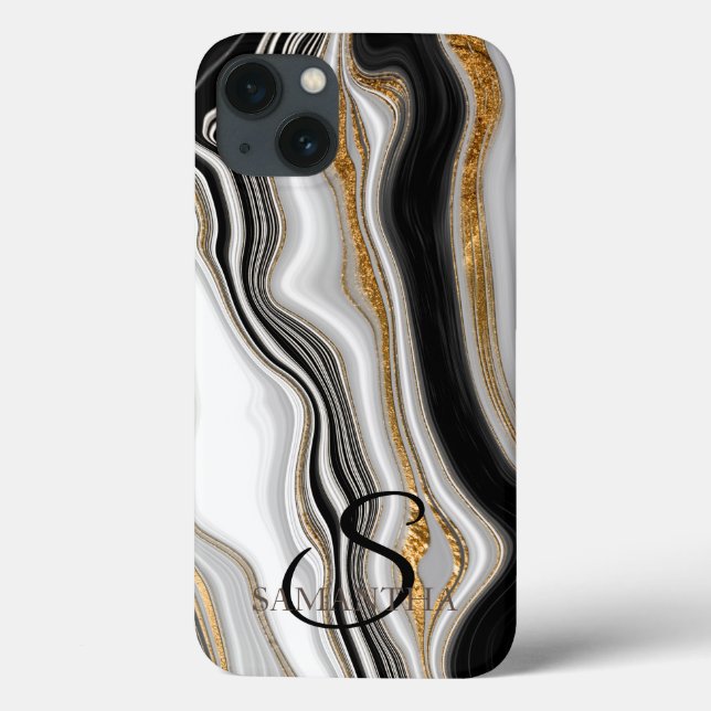 Elegant Black White Gold Marble  Case-Mate iPhone Case (Back)