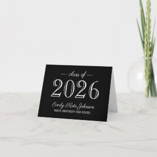 Elegant Black White Graduation 2026 Thank You Card