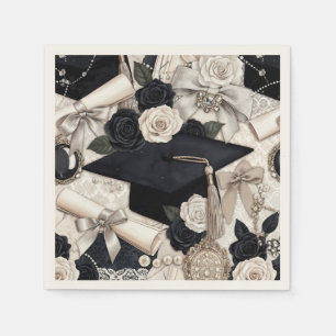 Elegant Black White Graduation Party Napkin