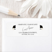 Elegant Black White Graduation Return Address