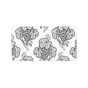 Elegant Black White Grape Bunches Wine Fruit Lover Label