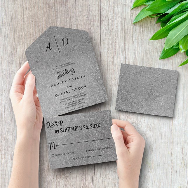 Elegant black white grey All in One Wedding Invite (Creator Uploaded)