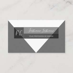 Elegant black white grey minimal triangle monogram business card