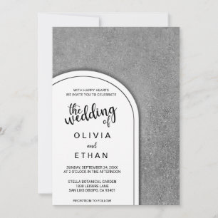 Elegant black white grey rustic Wedding Invitation