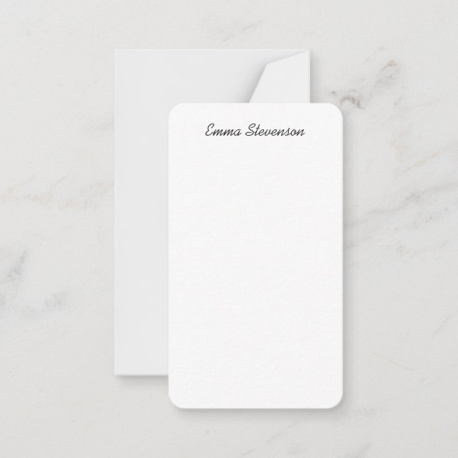 Elegant Black & White Handwriting Professional Card (Front)