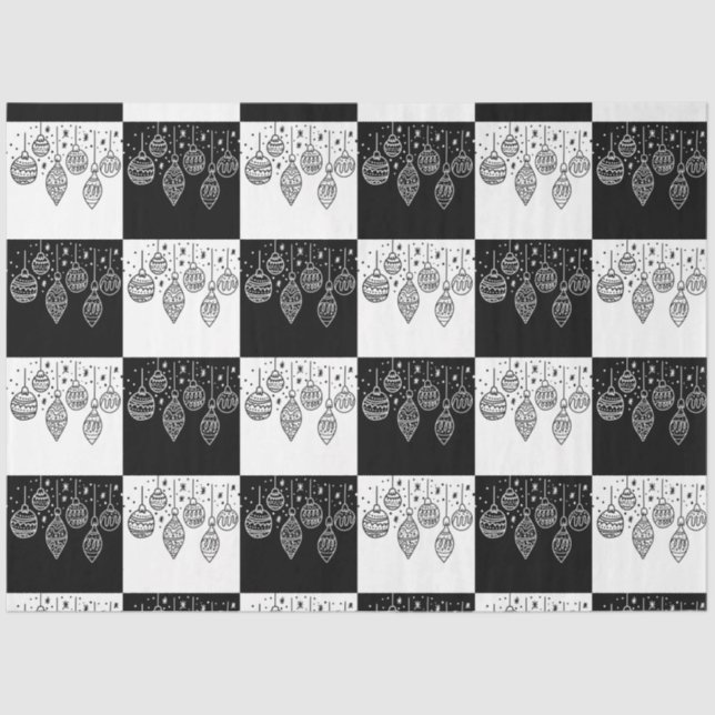 Elegant Black White Hanging Ornaments Modern Tissue Paper (Front)