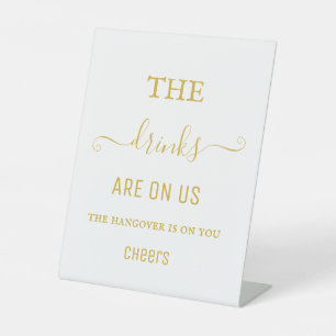 Elegant Black White Hangover Drinks Open Bar Sign 