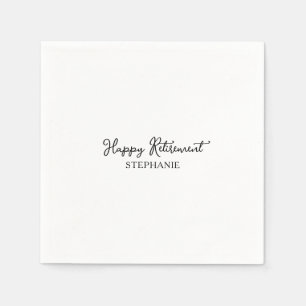 Elegant Black & White Happy Retirement Napkin