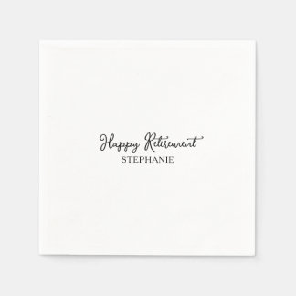 Elegant Black & White Happy Retirement Napkin