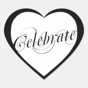 Elegant Black & White Heart Stickers