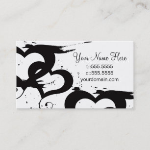 Elegant Black& White Hearts Business Cards