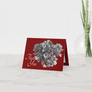 Elegant Black White Hydrangea Botanical Thank You Card