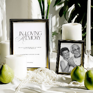 Elegant Black & White In Loving Memory Sign