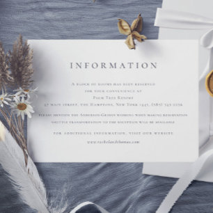 Elegant Black White Information Wedding Enclosure Card