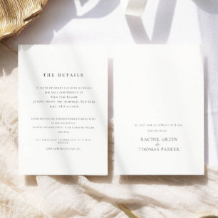 Elegant Black White Information Wedding Enclosure Card