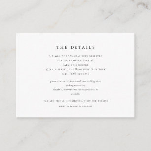 Elegant Black White Information Wedding Enclosure Card