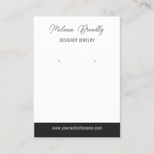 Elegant Black White Jewellery Earring Display  Business Card (Front)