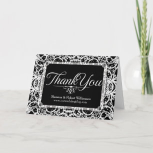 Elegant Black White Lace Thank You Card