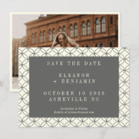 Elegant Black White Line Art Wedding Photo