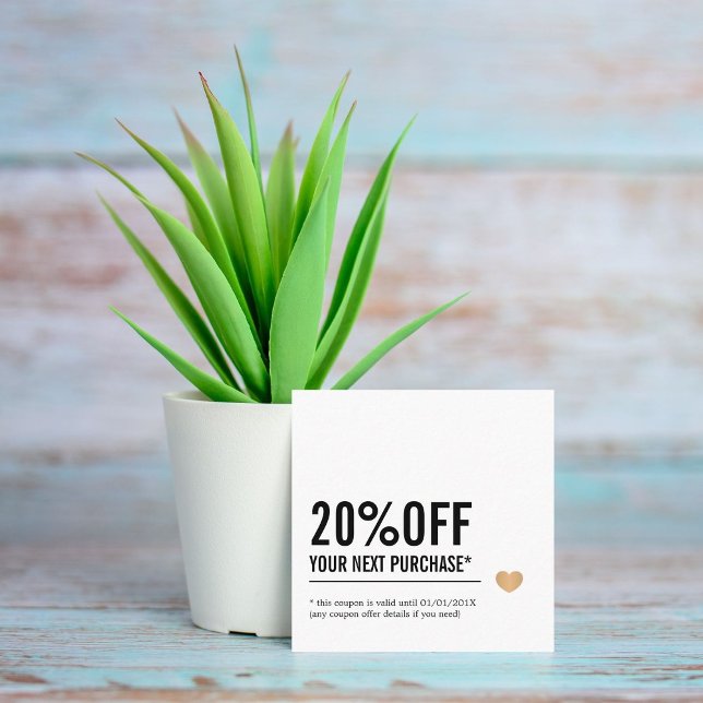 Elegant Black White Line Faux Gold Heart Discount Card (Creator Uploaded)