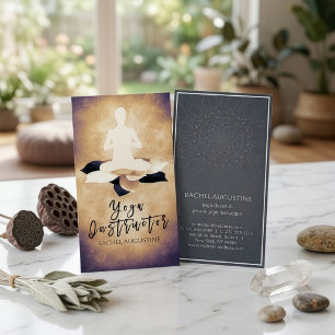 Elegant Black White Lotus and Yoga Meditation Pose Business Card