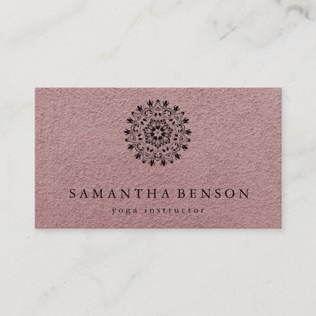 Elegant Black & white Lotus Flower Logo Yoga Business Card (Front)