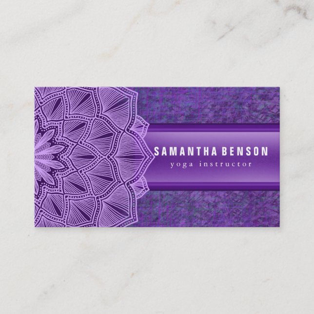 Elegant Black & white Lotus Flower Logo Yoga Business Card (Front)