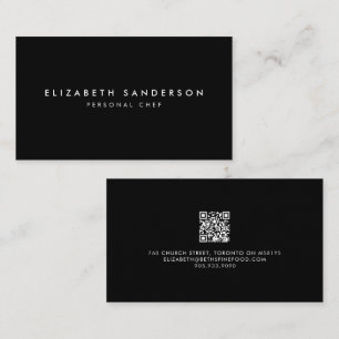 Elegant Black & White Luxury Minimal QR CODE Busin Business Card