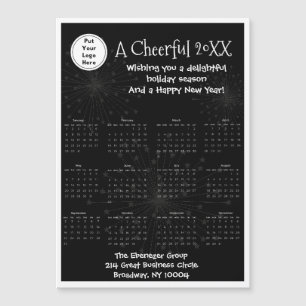 Elegant Black & White Magnetic Full Year Calendar 
