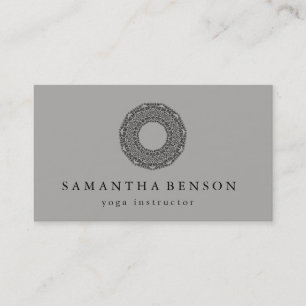 Elegant Black & white Mandala Art Logo Yoga Business Card