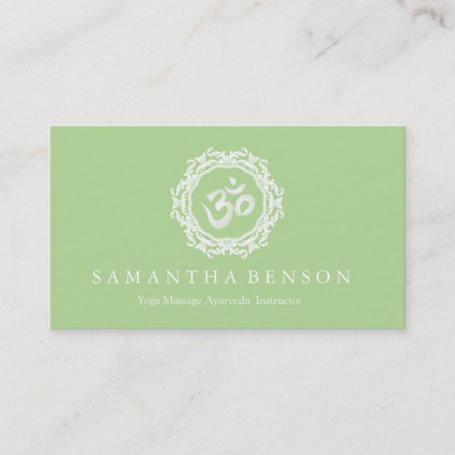 Elegant Black & white Mandala Art Logo Yoga Business Card (Front)