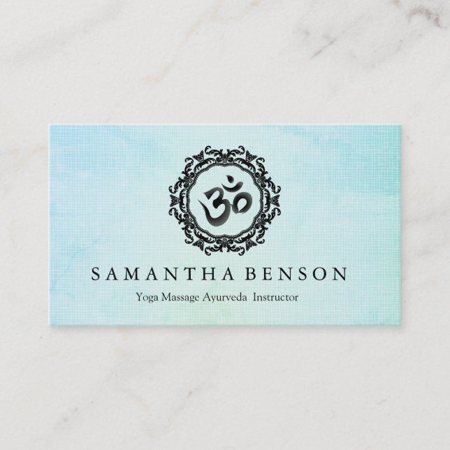 Elegant Black & white Mandala Art Logo Yoga Business Card (Front)
