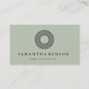 Elegant Black & white Mandala Art Logo Yoga Business Card